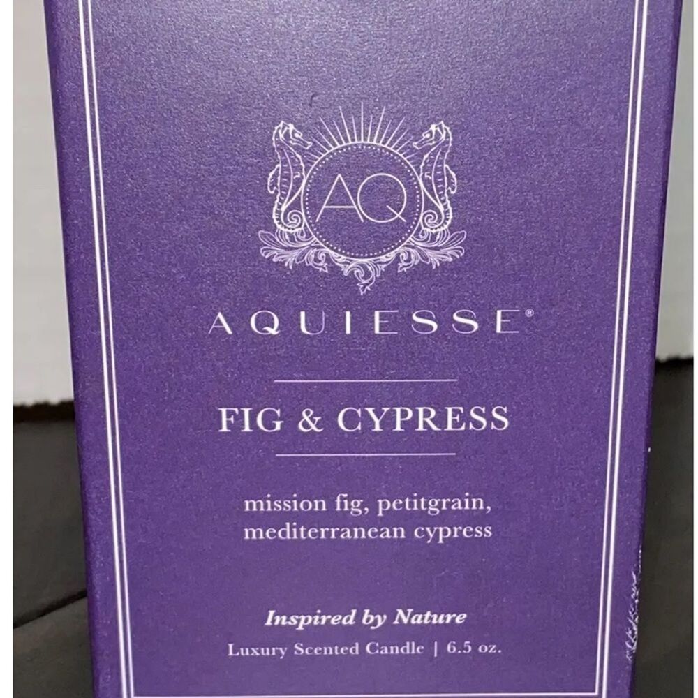 2 Pack AQUIESSE Fig & Cypress Luxury Scented Candle Size 6.5oz.